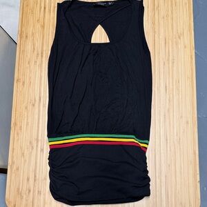 Black Sleeveless Top with reggae color Stripe